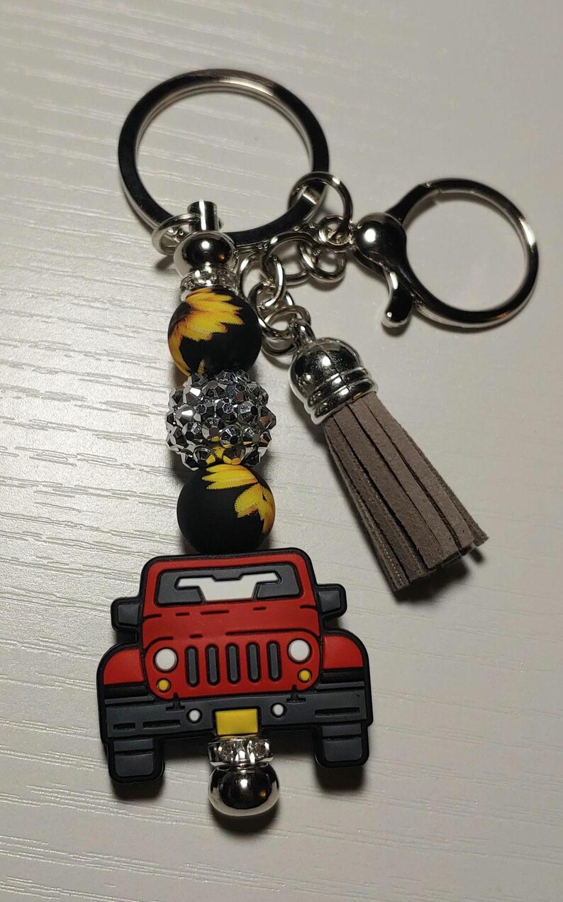 Off Road Vehicle & Sunflower Keychain - Etsy