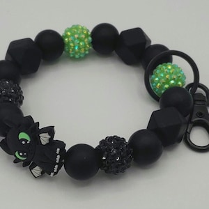 Toothless Keychain, Wristlet or Mirror hanger Wristlet Green