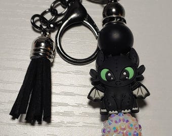 Toothless Keychain, Wristlet or Mirror hanger