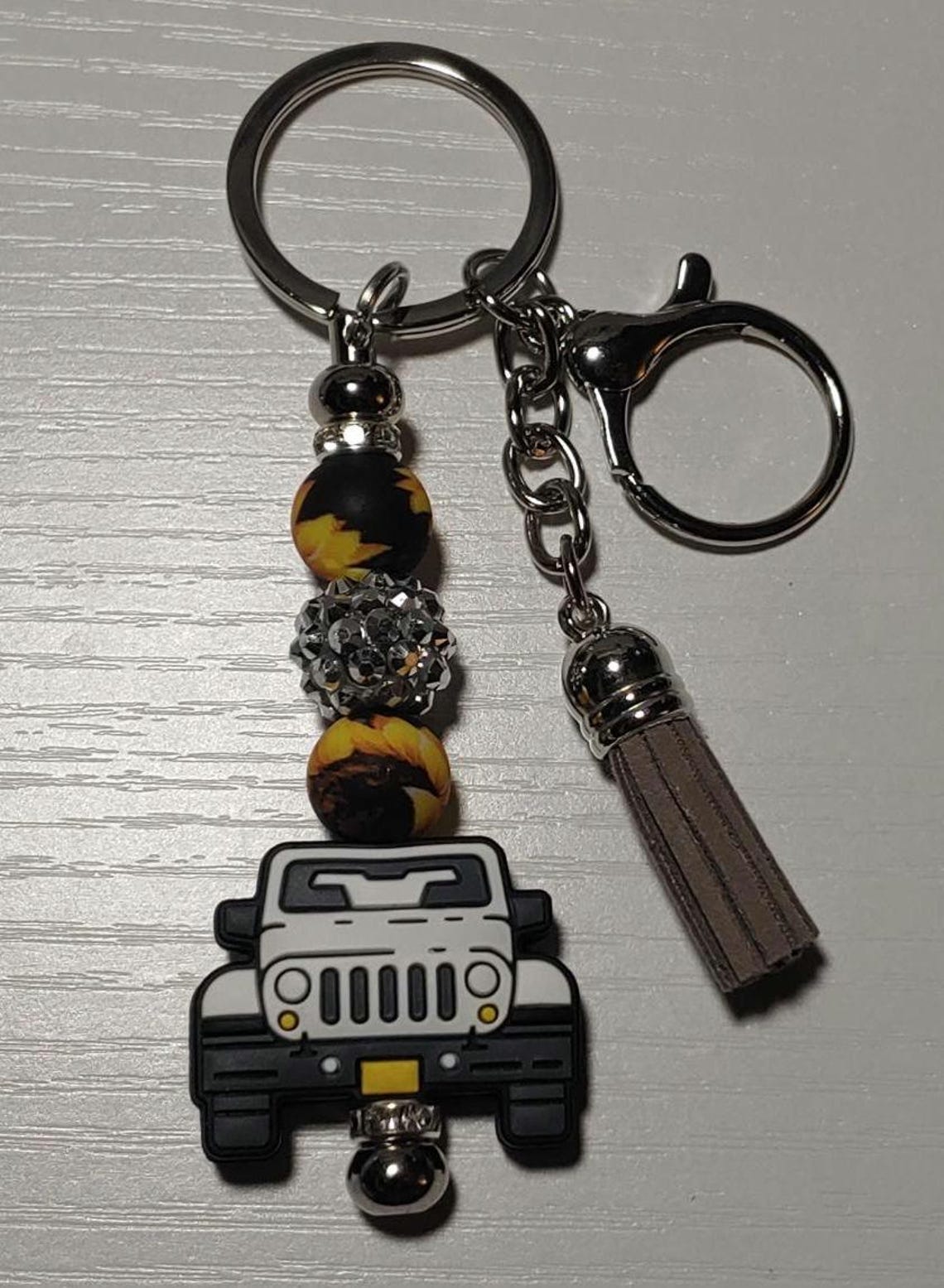 Off Road Vehicle & Sunflower Keychain - Etsy