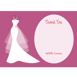 Wedding Thank You, Wedding Shower, Bridal Shower Thank You Card, Printable Thank You Note, Wedding Dress, Wedding Gown INSTANT DOWNLOAD 360