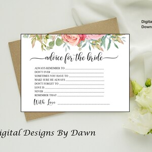 Florale Ratschläge für die Braut Hochzeitsspiel, Hochzeitskarte, Glückwünsche für die Braut, druckbare Brautdusche Hochzeitsempfehlung 02