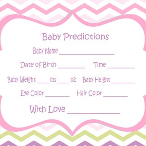 Baby Shower Printables - Baby Vorhersagekarten - Baby Shower Vorhersagekarten - Rosa Baby Shower - Baby Mädchen Shower Games Having A Girl 415