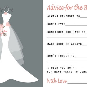 Bridal Shower Games - Wedding Wishes - Bridal Party Games - Wish Card - Bridal Games - Wedding Shower Games - Wedding Card - Gray Grey 216