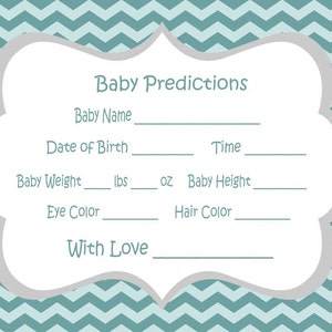 Chevron Vorhersagekarten - Chevron Baby Shower - Blaue und graue Baby shower - Junge junge - Geburt 413