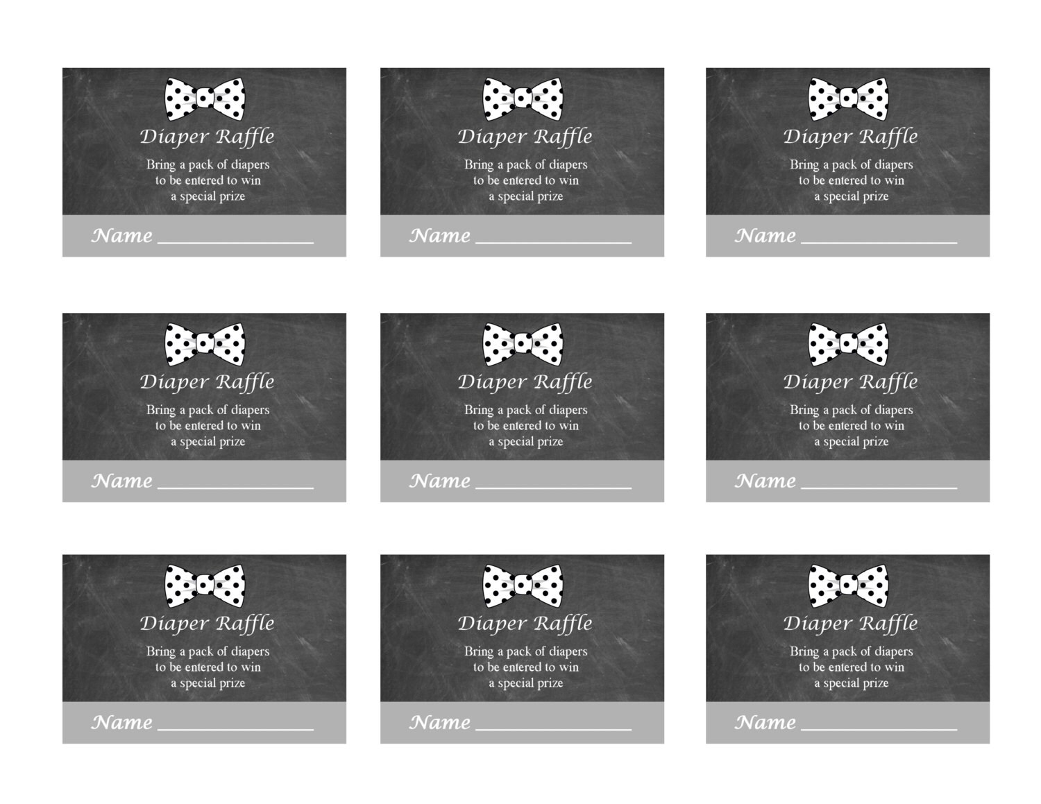 INSTANT DOWNLOAD Diaper Raffle Ticket Baby Shower Games Etsy