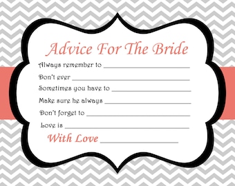 Bridal Shower Advice Cards - Bridal Shower Games Printable - Advice For The Bride - Wedding Games - Marriage Wish - Married Wishes 424
