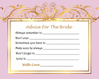 Bridal Shower Advice Cards - Advice For The Bride - Married Wishes - Wish For Wedding - Advice Cards - Games Wedding - Wish Card 411