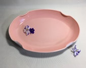 Fire King Vitrock Pink Multi Purpose Tray Shallow Oval Dish, vintage 1940 39 s Dresser Vanity Tray, Serving Dish, Soft Peachy Pink, Great Lines