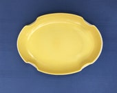 Mid-Century Milk Glass Vitrock Yellow Multi Purpose Tray or Shallow Oval Dish, Dresser Tray, Serving Dish Tray, Fire-King Milk Glass Yellow