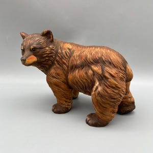 Bear Figurine Brown Bear Realistic Standing Gorham Porcelain Taiwan Vintage 1980s Mountain Lodge Cabin Decor Man Cave Grizzly Bear 4.5&quot; tall