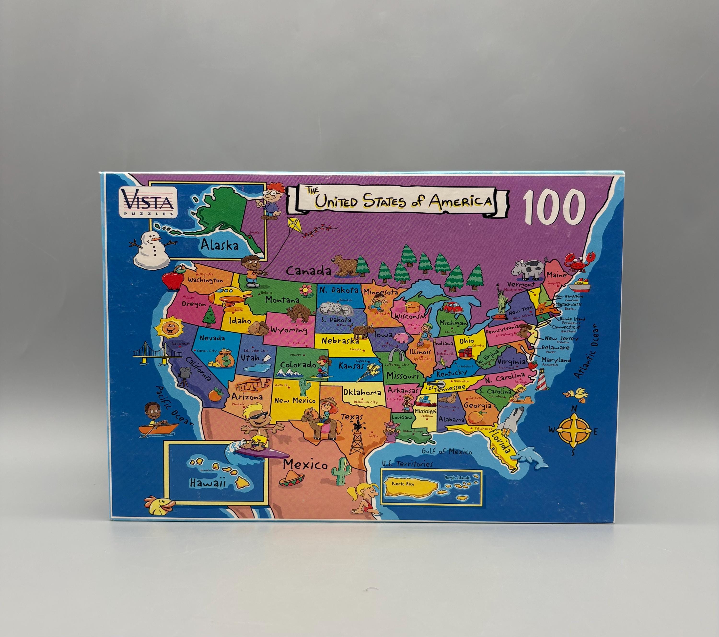 Vintage Usa Map Puzzle - Etsy