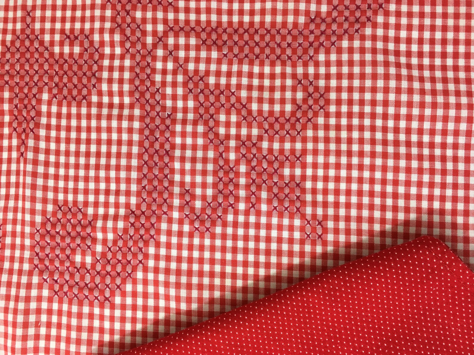 Vintage Red Gingham Cross Stitch Tablecloth & 4 Red White Etsy