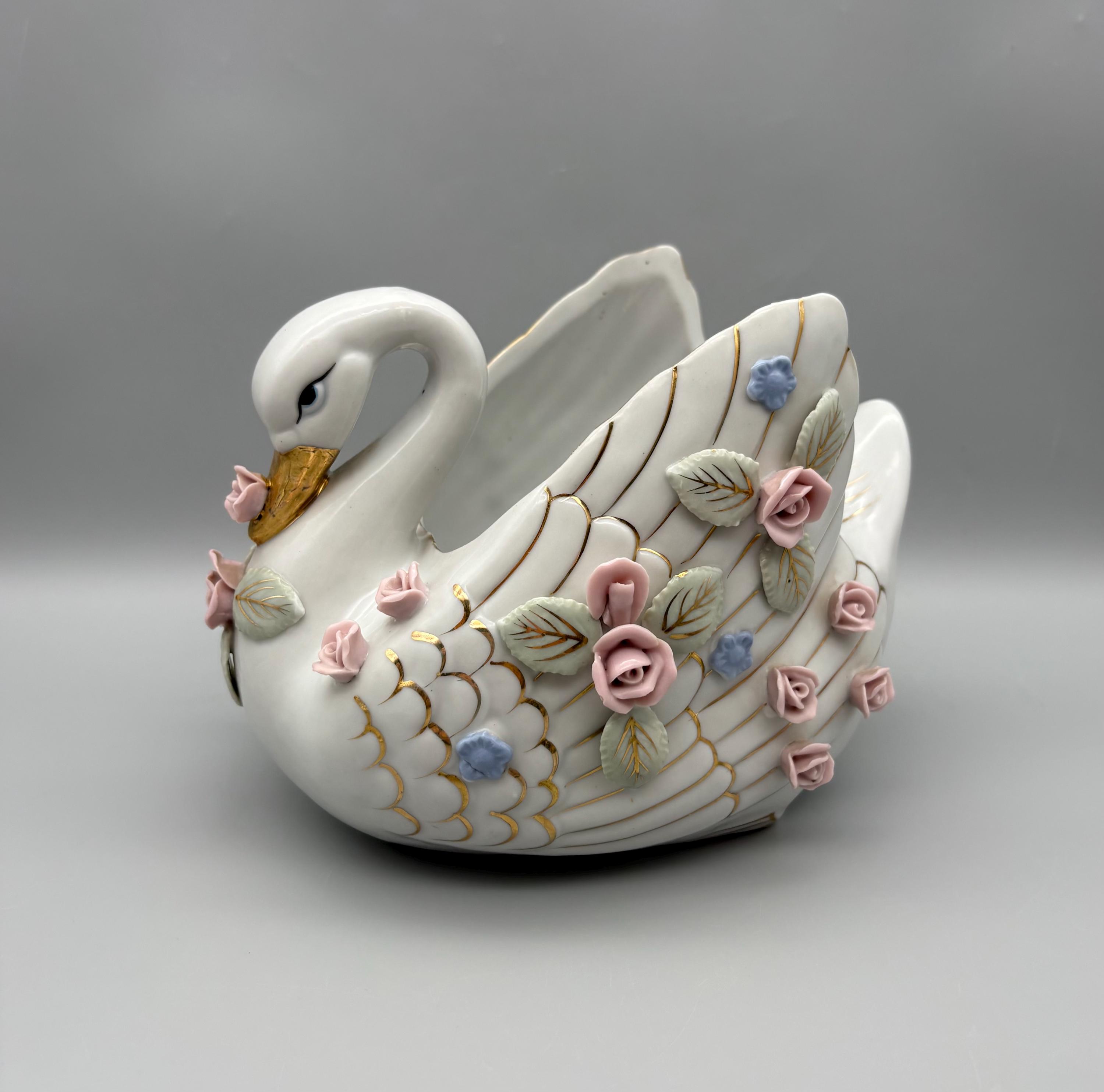Blue Porcelain Swan - Etsy