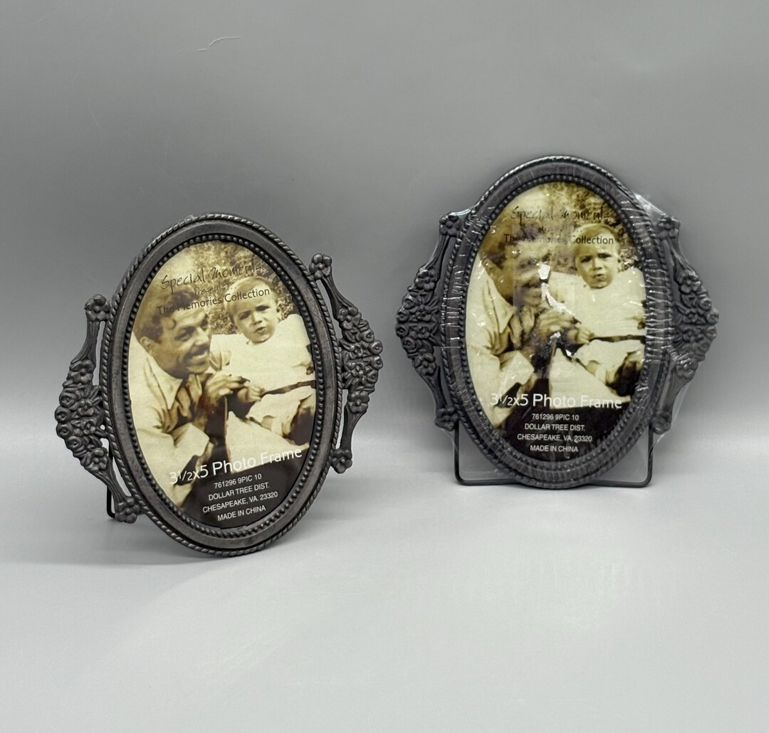 Vintage Oval Picture Frames, Floral Ornate Gray Metal, Set of 2 - Etsy