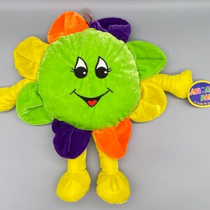 Kellytoy 12.5&quot; Sunflower Plush #22503L vintage 2002 Carnival Arcade Prize Stuffed Plush Multicolored SunFlower Day-Glo Colors, excellent