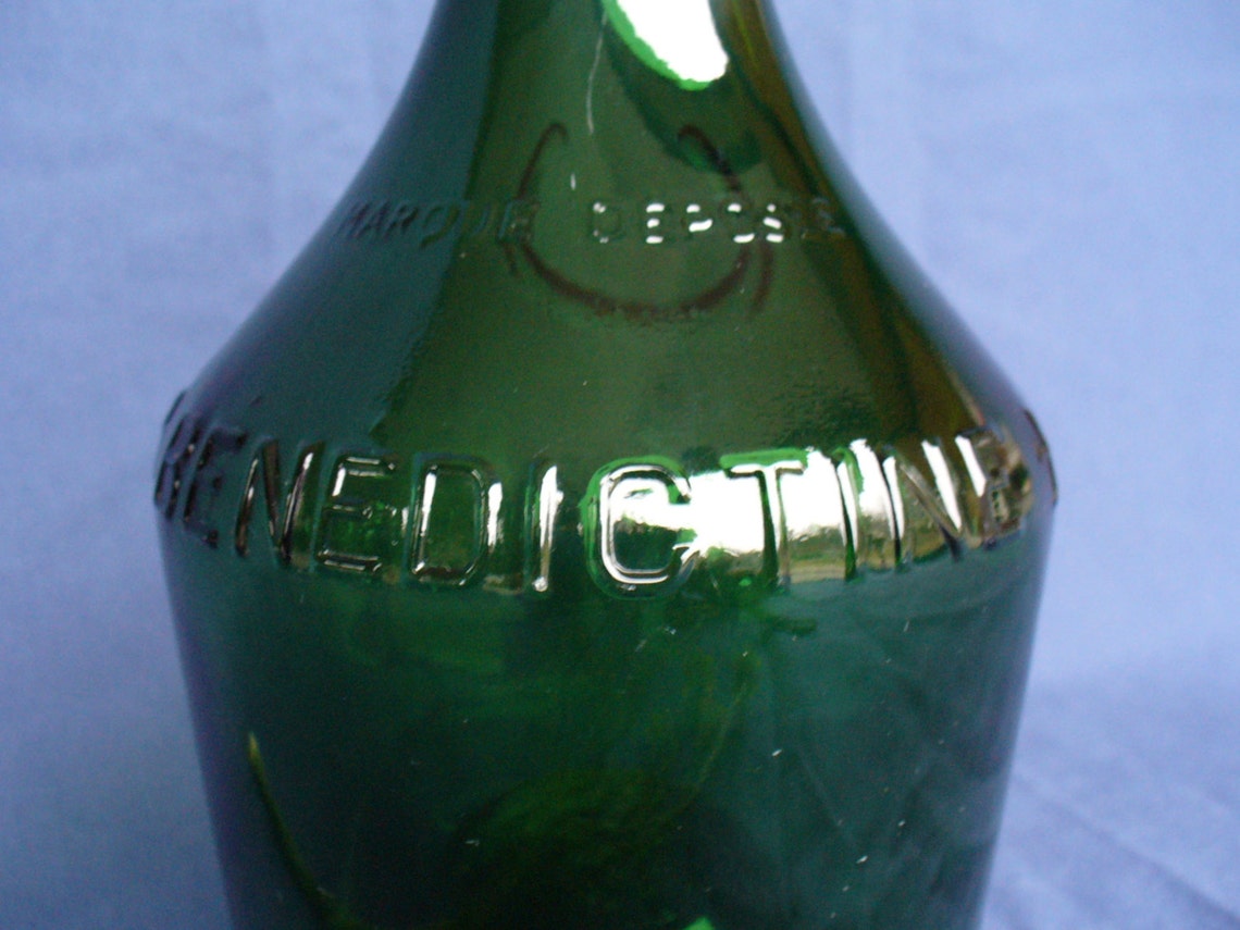 Vintage Benedictine Liqueur Bottle Green Glass Bottle Etsy