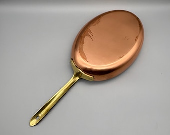 Vintage Copper Oval Skillet Pan made in Portugal #R. 76 Fish Frying Pan