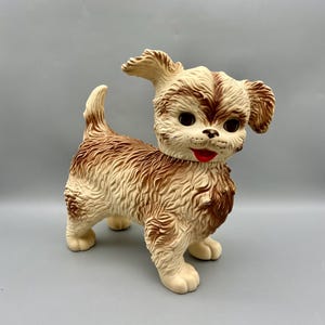 Edward Mobley Brown Puppy Dog Rubber Squeak Toy with Sleep Eyes Vintage 1960s Arrow Rubber & Plastic Corp USA Adorable Collectible Toy Clean