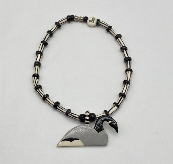 Parrot Pearls Jewelry Ceramic Goose Necklace Blac… - image 2