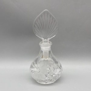 Crystal Perfume Bottle Pressed and Cut Floral Designs Vintage 1980s Princess House Heritage Romance Line Made in Germany, no damage, PRETTY