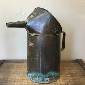 Vintage Copper Oil Can Pourer E.T. Wright Co. Limited 040 Gallon Size with Hallmarks, Large 13.5&quot; tall, Rustic Home/Garage Decor