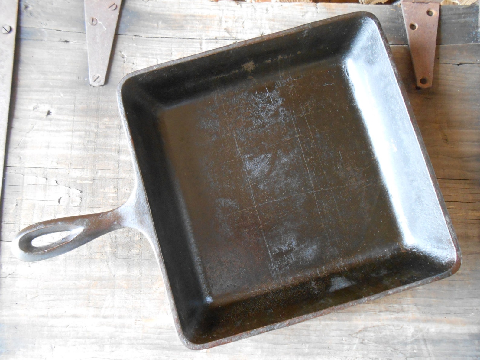 Vintage LODGE Cast Iron Square Skillet 8 SQSK Made In USA D Etsy