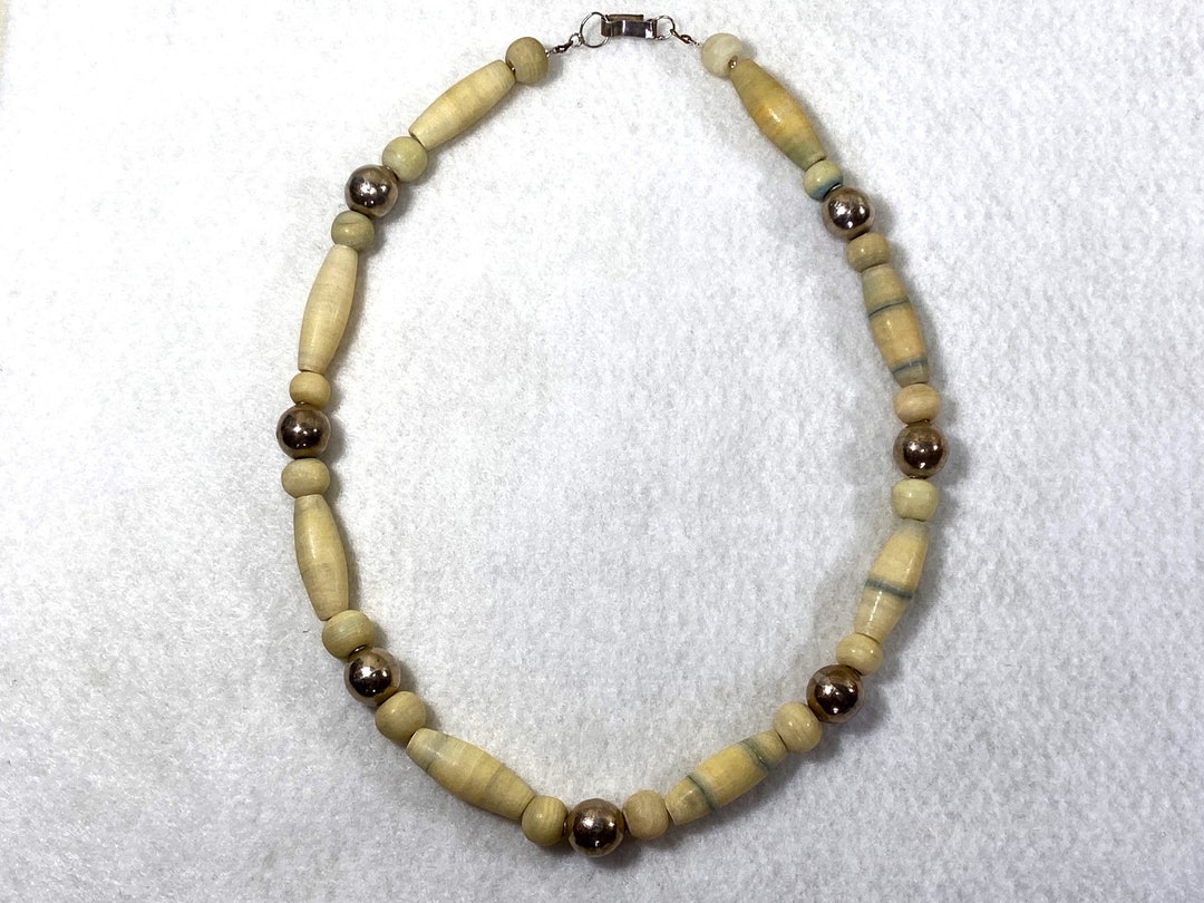 Sterling Silver Ball Bead & White Onyx Bead Necklace 18 - Etsy