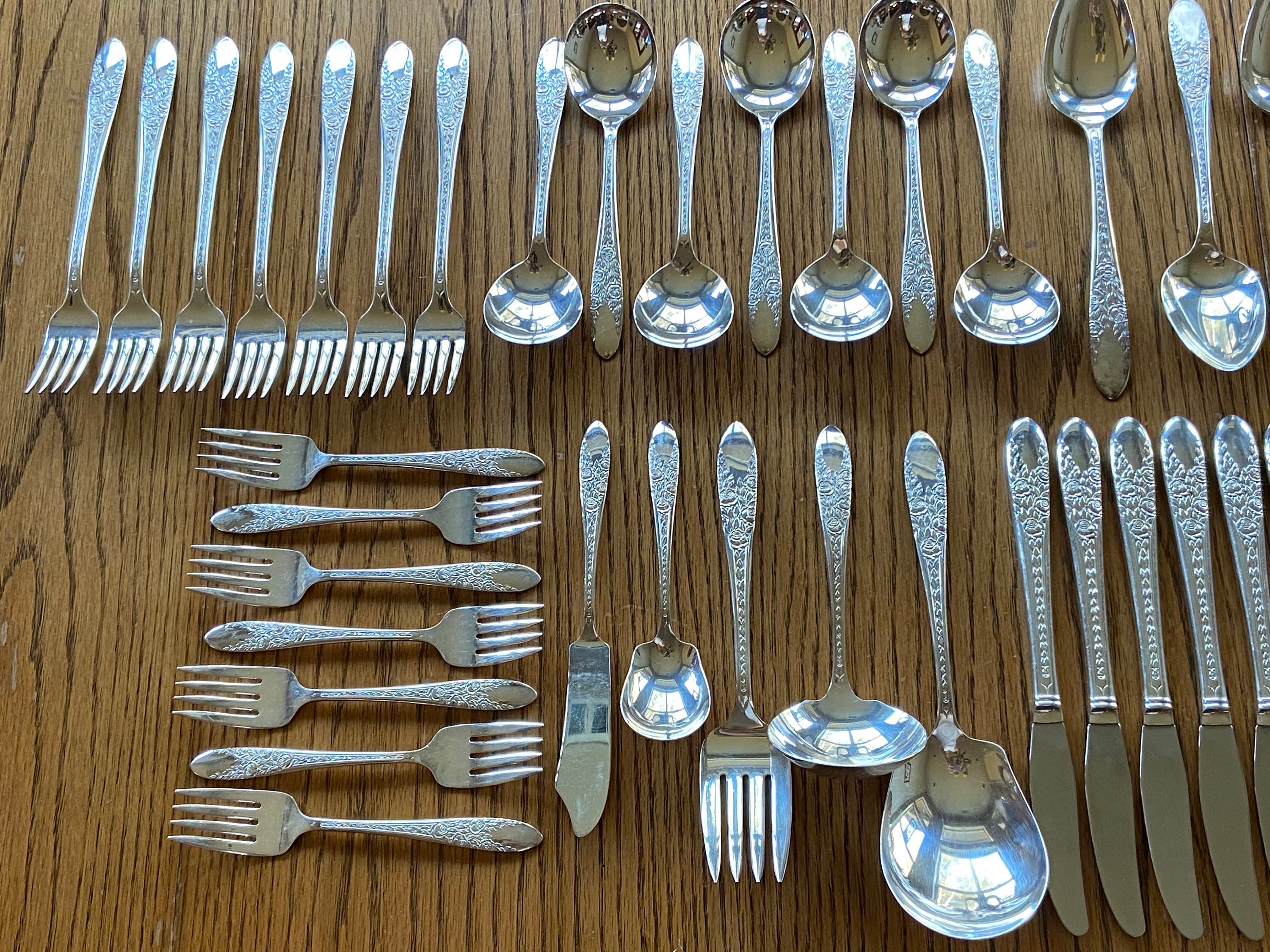 A1 Silver Plated Flatware/Silverware Rose and Leaf Pattern Etsy
