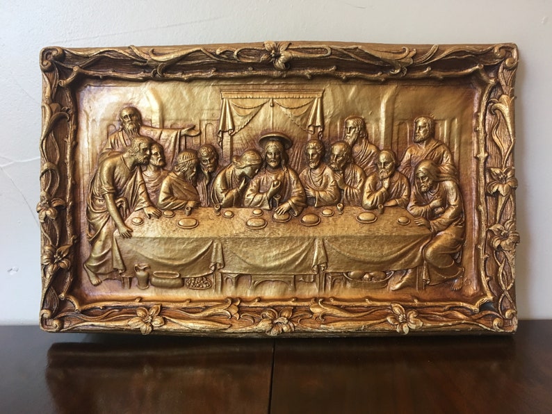 The Last Supper Resin Relief 3d Wall Plaque Vintage 1960 S Etsy