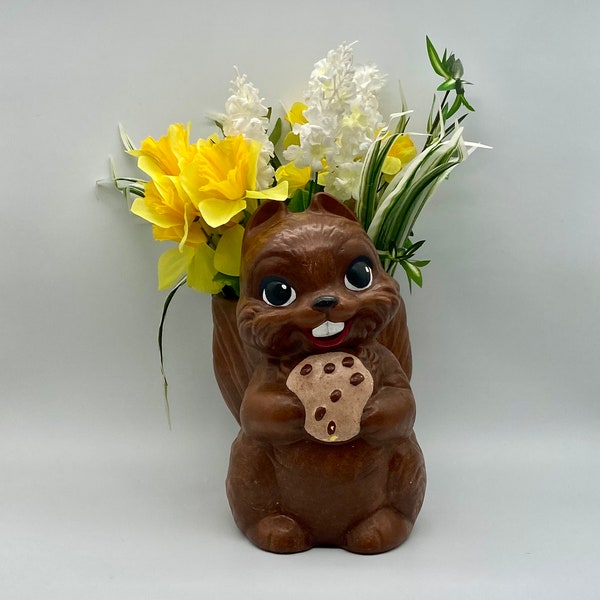 Adorable Twin Winton Brown Squirrel Cookie Jar/No Lid vintage 1960s CA Pottery, Mid-Century Kitchen Kitsch, planter or vase, no chips/cracks