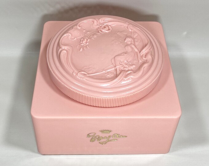 Art Nouveau Design Powder Box With Puff Evyan Ivy Ann Pink Etsy