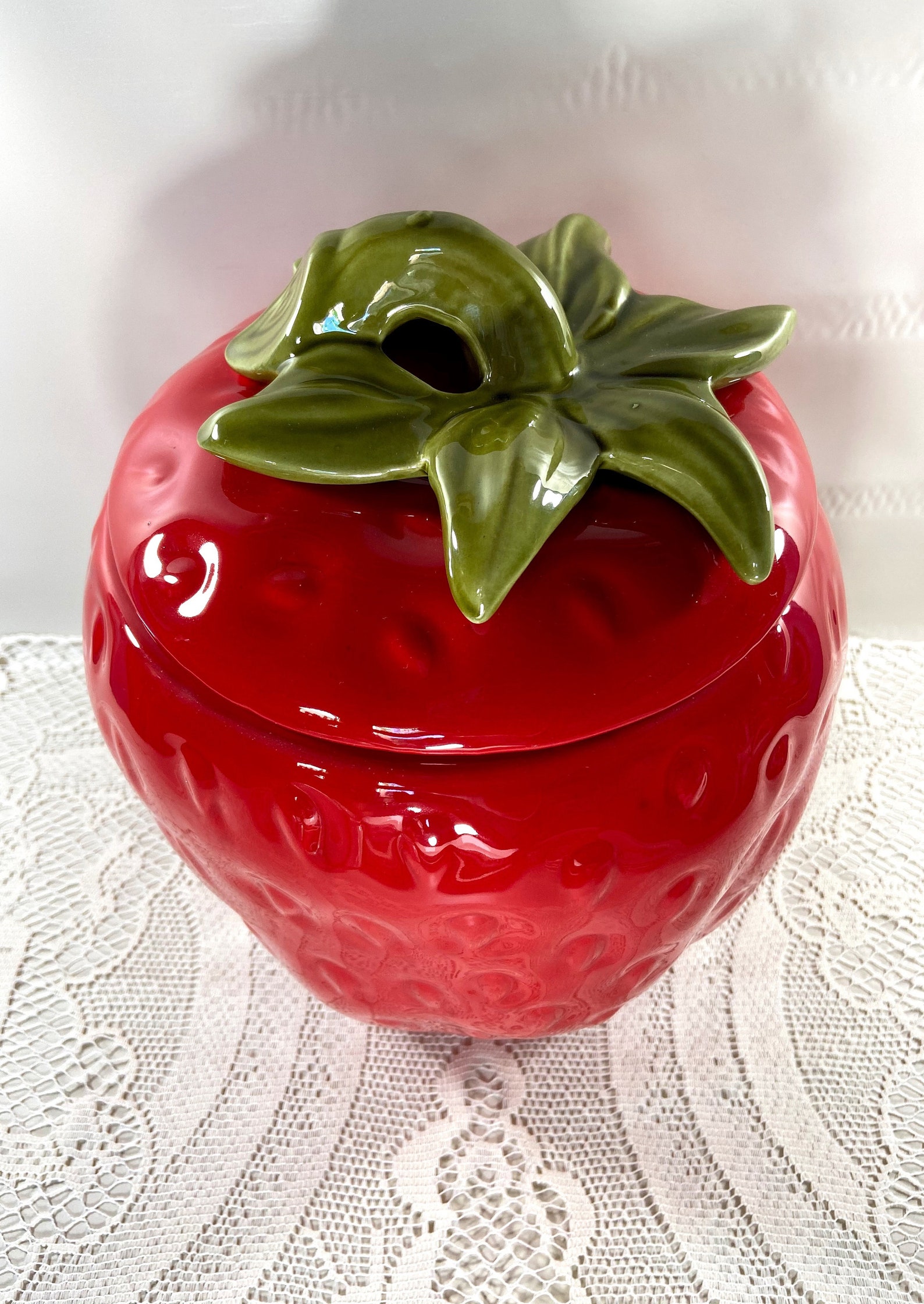 Vintage Strawberry Cookie Jar Large 11 1/4 tall x Etsy