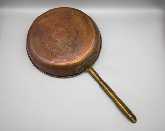Vintage Copper Skillet Saute Pan Made in Portugal 10.25" size Unpolished