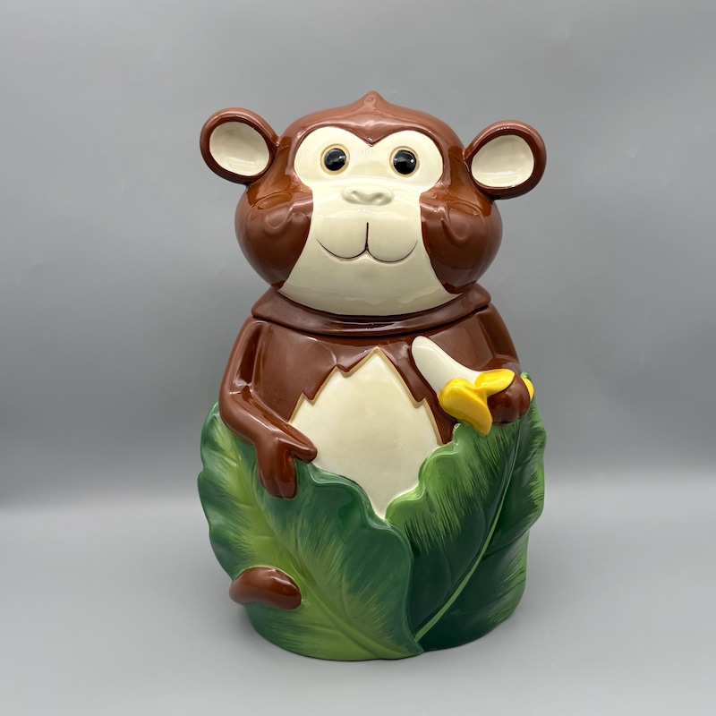 Ceramic Cookie Jar Monkey - Etsy