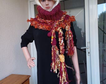 Crochet Cape with Cowl/Wool cowl /bohemian neck and shoulder warmer/Gift for her