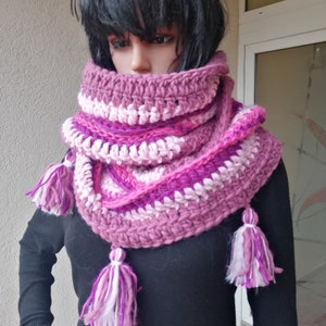 Crochet &quot;Enid  Pink Snood &quot;( I made the snoods for the Netflix series) / Pink Snood wool and acrylic