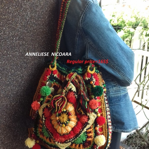 reserved for Dion / Customer order/ Shoulder Bag /Crochet Colorful Bag /Unique and original/Large shoulder bag hippie  handbag / purse