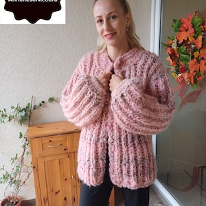 Soft cozy mohair oversized cardigan, mohair sweater, pink  mohair cardigan, knitted woolen cardigan, fluffy cardigan, chunky knit cardigan