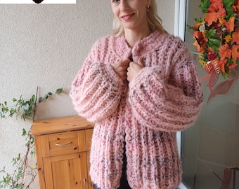 Chunky Knit Knitted Fluffy Cardigan Soft Cozy Mohair Oversized