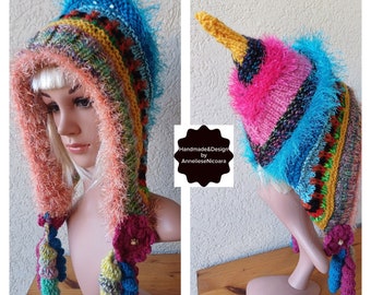 Handmade Pixie HAT, Colorful spring Hat/One of a kind /Bohemian hat/Cute Pixie Hat for Women and Teen Girls