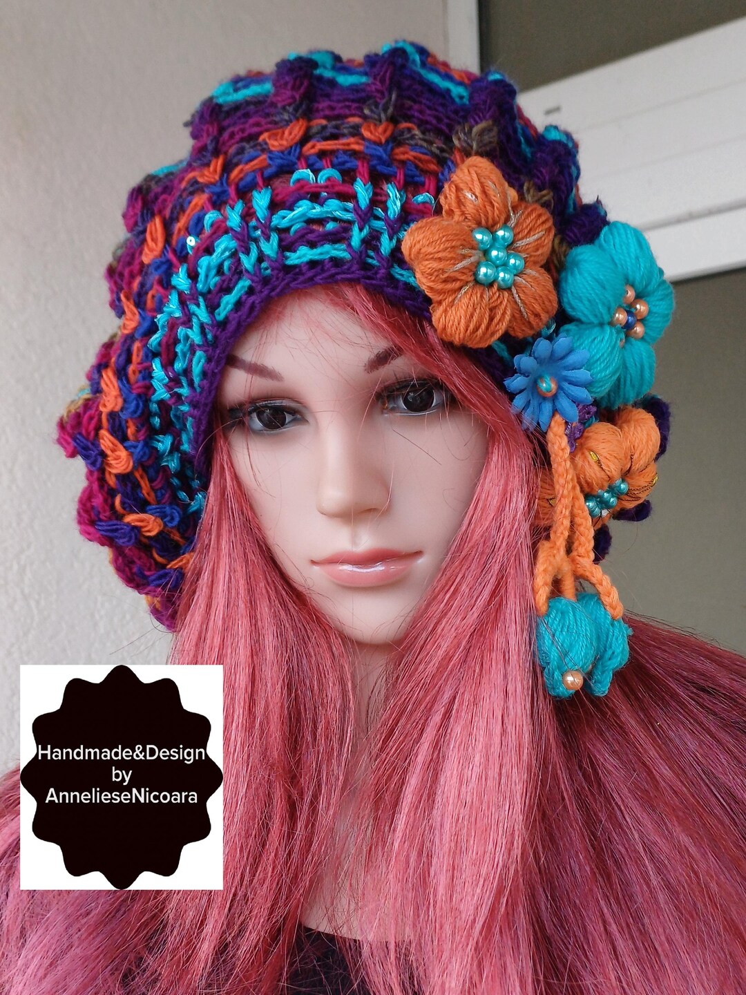 3498 Women Beret Hat French Hollow Sequins Decor Thin Beret Slouchy Crochet Premium Slouchy Beret/hand Crochet Bohemian Beret/luxury  main image 4