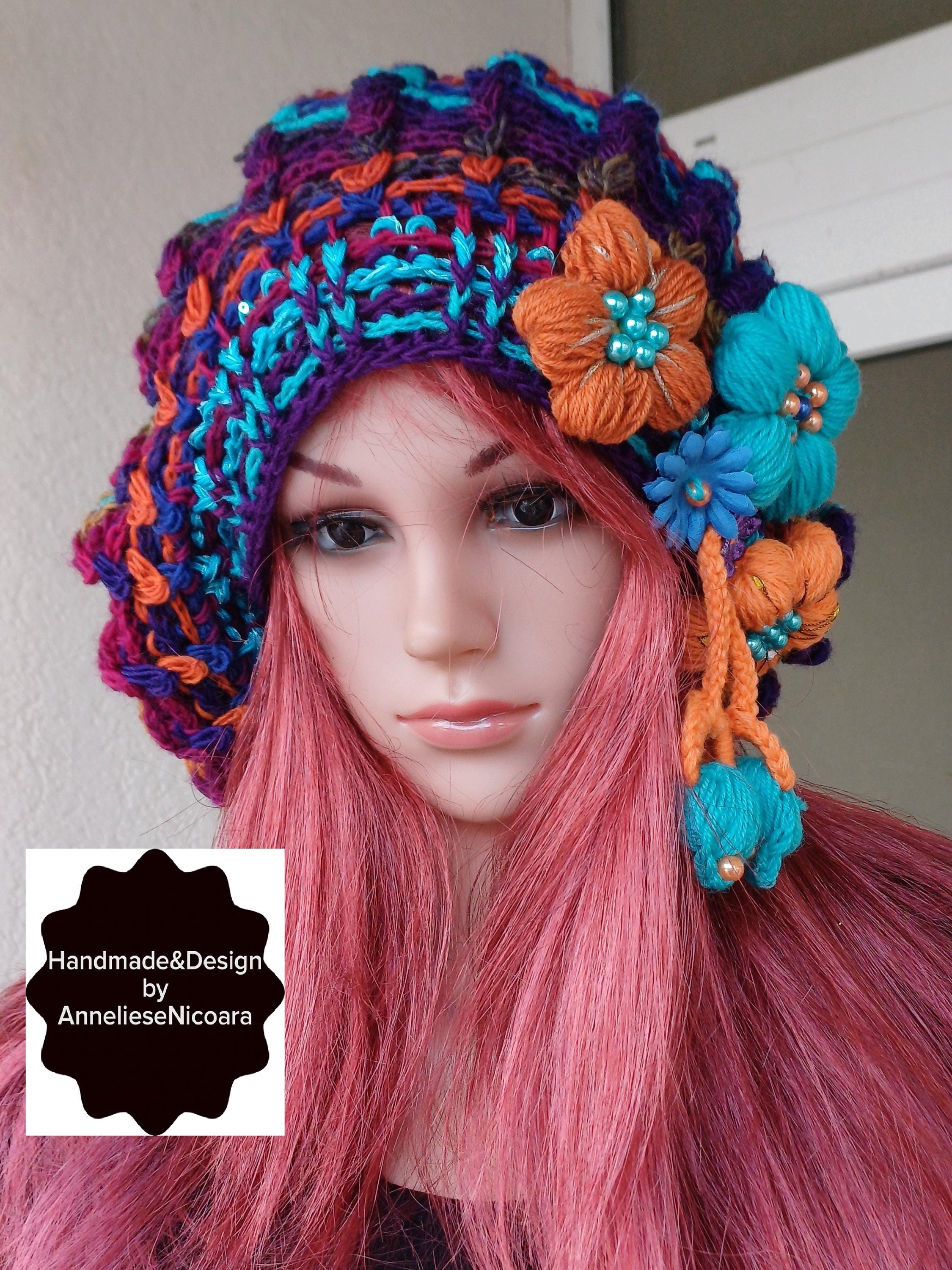 Premium Slouchy Beret/Hand crochet Bohemian Beret/Luxury French Beret/ with  3D flowers/Women's Unique Beret