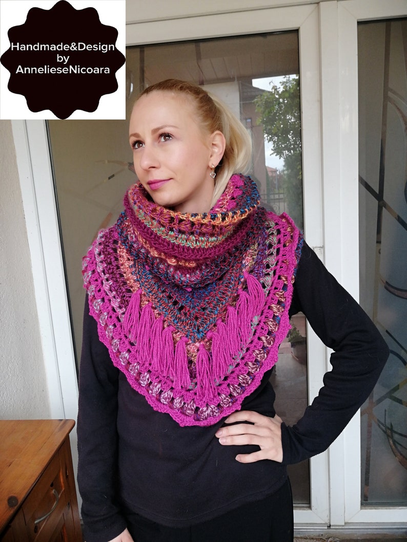 PDF Bandana hooded cowl/hooded Scarf, Crochet Bandana-cowl/wool Hooded ...