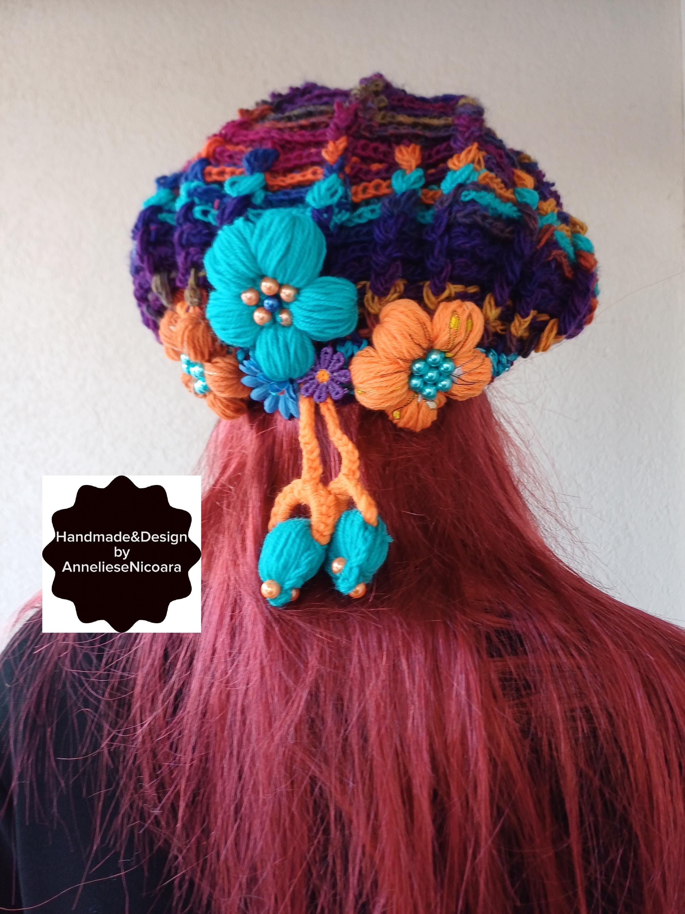 7332 Women Summer French Beret Lady Slouchy Crochet Beret Hats 3d Flower Premium Slouchy Beret/hand Crochet Bohemian Beret/luxury  main image 3