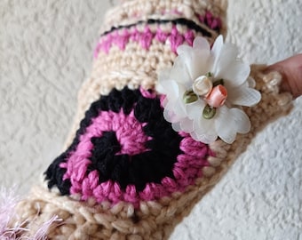 Crochet mittens/Fingerless gloves /Winter gloves/Bohemian /Colorful mittens