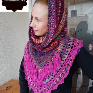PDF Bandana -Hooded -Cowl/Hooded Scarf, Crochet Bandana-cowl/Wool hooded cowl,