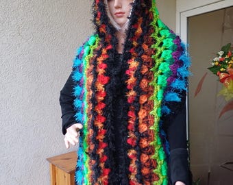 Premium Shawl/Artistic  hooded shawl / Christmas gift bo-ho knit/ neck warmer/Long Shawl with hood