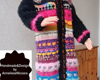 Gestrickte Jacke/Frauen Mantel/Bunte Strickjacke/Boho style Strickjacke/Einzigartige Jacke/Für M bis XL