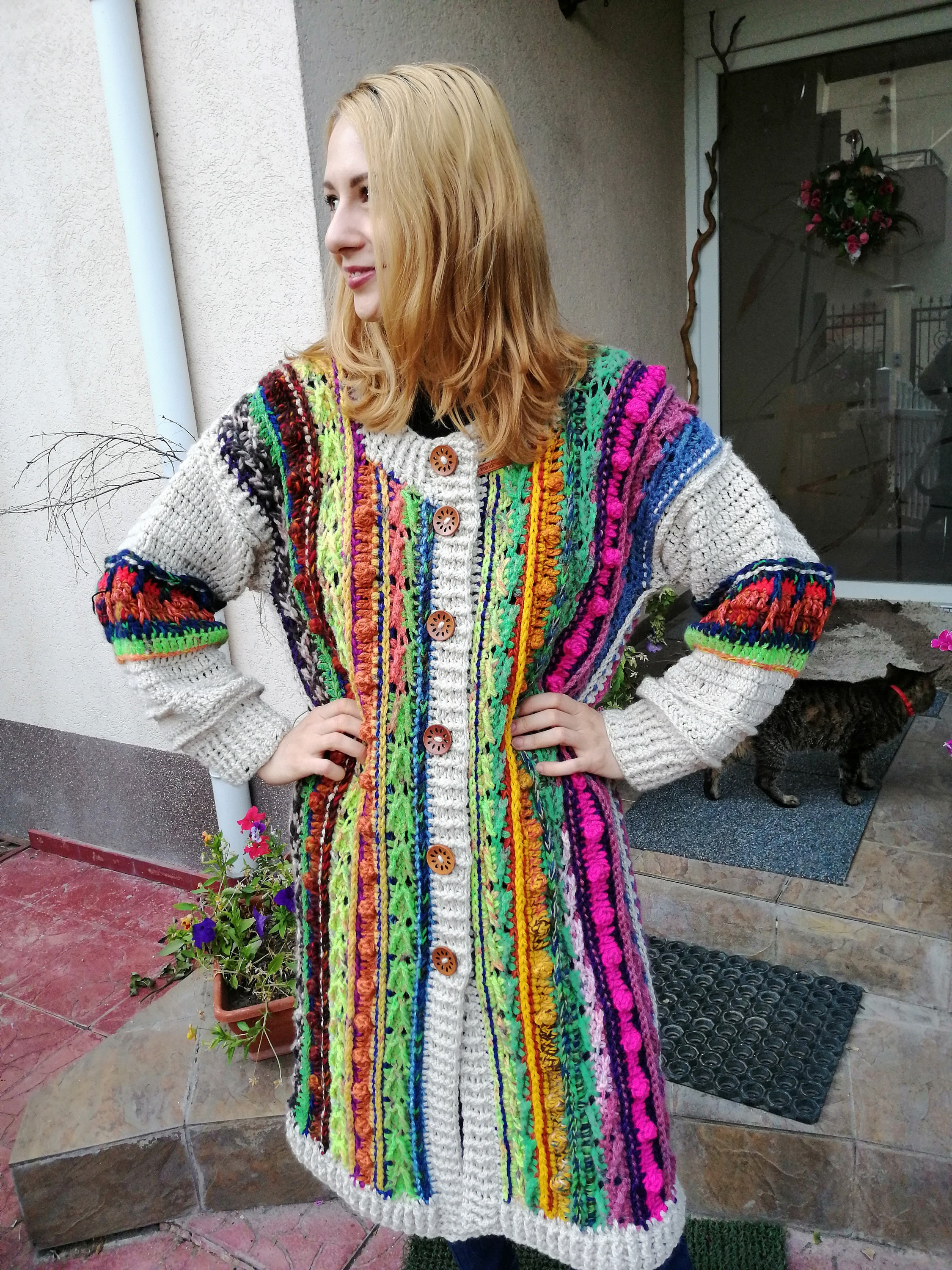 20 Discount crochet Unique Coat women Crochet Cardigan colorful